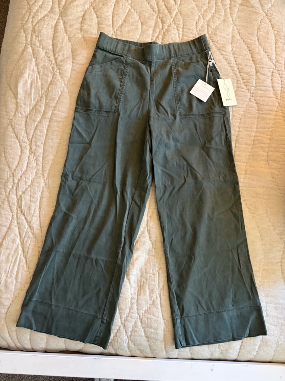 💚 NWT Joie olive green wide leg utility pants sz 10